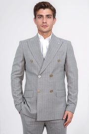 VELVARDE KRUVAZE TAKIM ELBİSE ÇİZGİLİ KAHVERENGİ